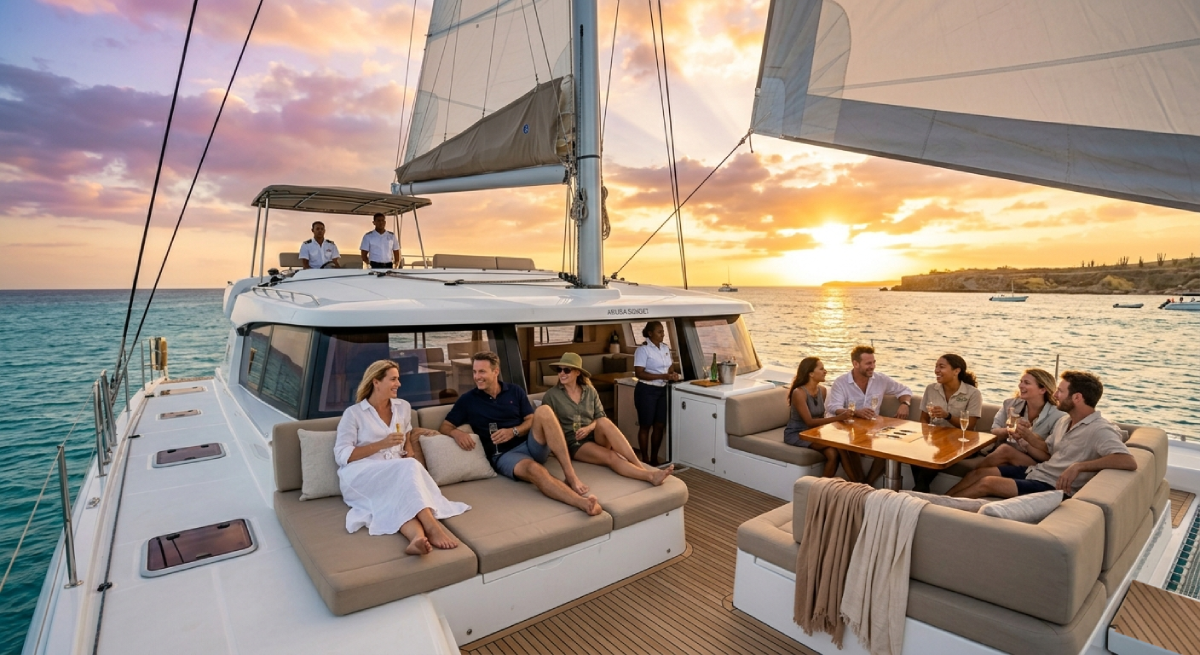 Aruba sunset sailing cruise luxury catamaran experience